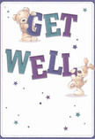 Embracing a spirit of cheerful kindness native to Wandsworth, this get well card carries a sense of playful optimism from its very first glance. Two lovable characters-a plush teddy and an exuberant puppy-seem to spring from the page, each joyfully balancing the bold, colourful letters that spell 'Get Well'. The deep indigo and teal text enliven the soft cream background, offering a gentle, uplifting vibrancy akin to a spring bouquet offered by a friendly face along Northcote Road. Twinkling blue and purple stars dot the scene, amplifying its whimsical, hopeful ambience. The illustrated fur is rendered so softly, you can almost sense the comfort of a gentle embrace-mirroring the reassuring presence of a hand-delivered bouquet for a friend or neighbour in Wandsworth. Carrying both message and emotion, this card radiates tender encouragement and sincere care, perfect for sending comfort on the slow road to recovery.